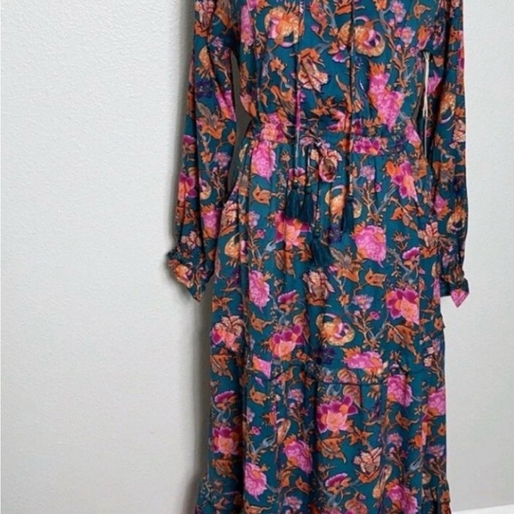 Anthropologie Blue and Pink Floral Maxi Dress - Picture 3 of 9